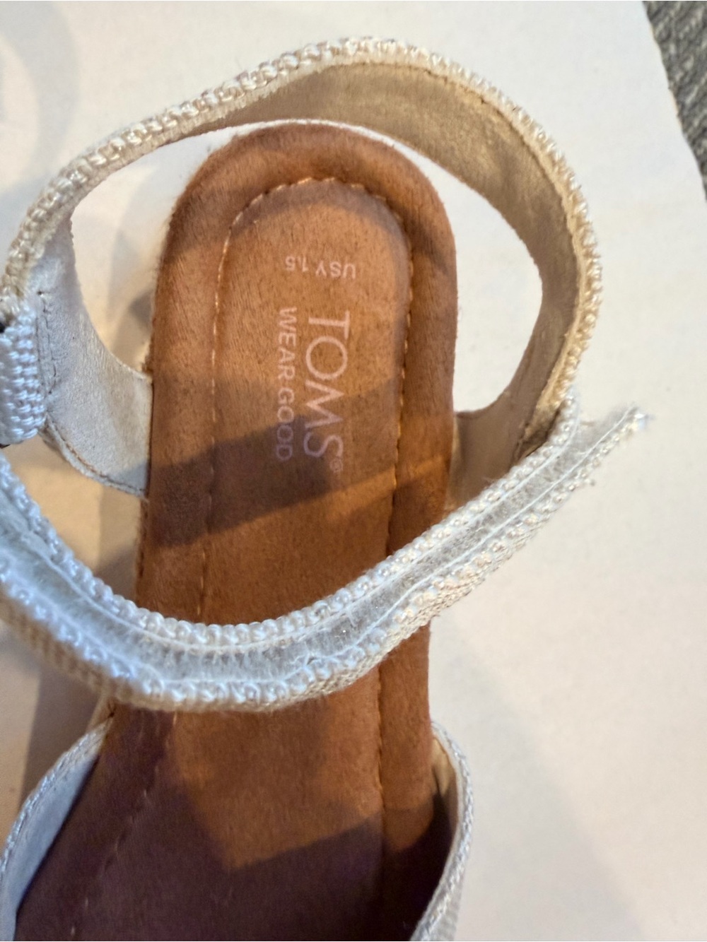 TOMS Diana Platform Wedge Sandals Natural Canvas Espadrille Size 4 NEW - Picture 4 of 10